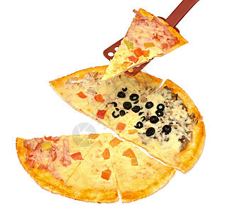 披萨比萨白色配料香肠圆形脆皮午餐小吃面团火腿食物图片