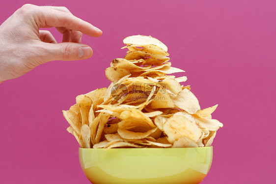 土豆薯片食物筹码盘子问题芯片小吃零食粉色油炸肥胖图片