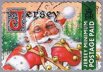 圣诞老人国际球衣历史全球邮政邮资水印邮件松树收藏图片