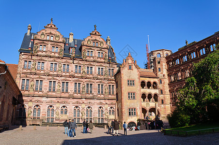 德国海德尔堡城堡旅行天空蓝天风景风格废墟晴天旅游地标历史图片