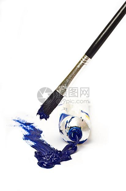 油漆涂漆白色蓝色爱好画家艺术家艺术画笔刷子图片