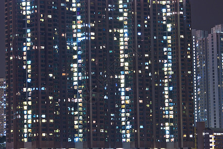 晚上在香港的公寓街区旅游电缆建筑运输金属金融天际旅行天空海岸图片