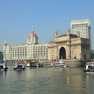 印度泰姬陵孟买殖民英语酒店古董网关场景建筑学城市港口吸引力背景