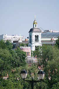 教堂在叶卡捷琳娜宫 莫斯科 扎里齐诺合奏天空津诺地标女王历史性圆顶大教堂博物馆宗教图片