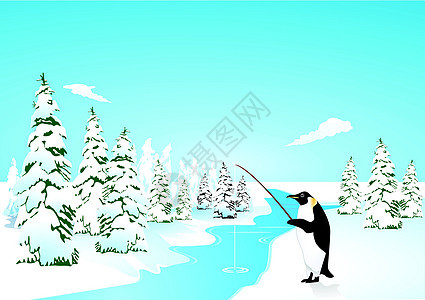 企鹅去钓鱼图片