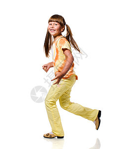 慢跑女孩白色玩具乐趣童年快乐活动身体微笑运动锻炼图片