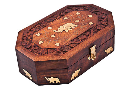 旧复古木棺材木头盒子棕色白色古董图片
