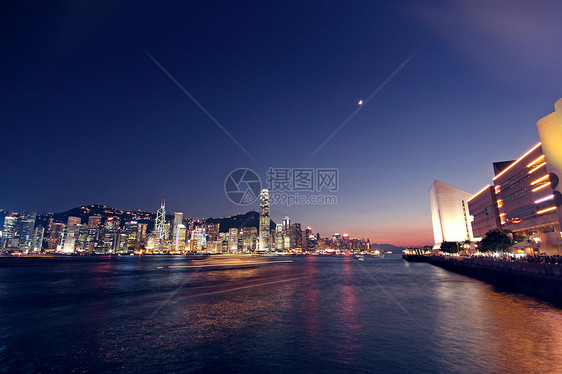 香港之夜摩天大楼办公室市中心码头玻璃旅行金融经济旅游建筑图片