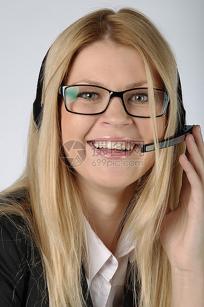 支助服务的经营人求助电话微笑接待员工人讲话热线呼唤女孩中心图片