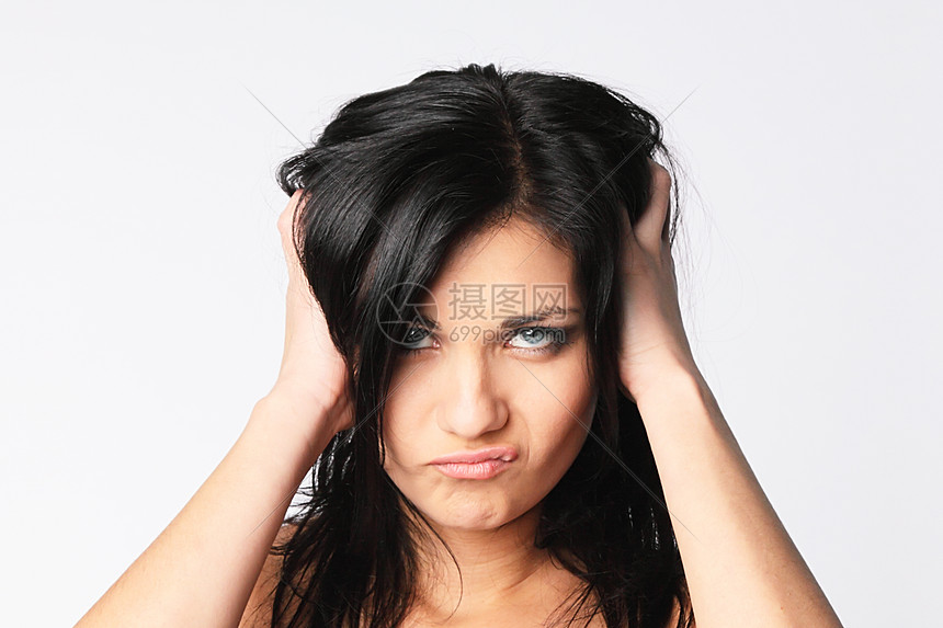 不满情绪女士悲伤青少年沮丧个性眼睛压力女性忧郁临时工图片