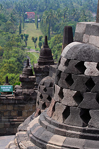 印度尼西亚日惹博多布杜尔寺石头金字塔传统寺庙墙纸世界遗产浮屠佛塔佛教徒图片
