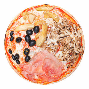 四季披萨营养材料午餐食物白色美食火腿图片