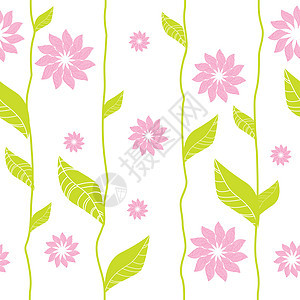 样式模式矢量粉色花朵绿色线条植物树叶图片