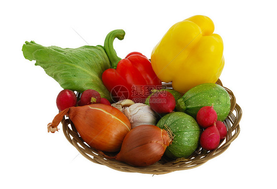 草碗中新鲜蔬菜混合图片