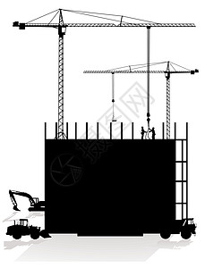 建筑工地施工图团队脚手架建造建设者卡车拖拉机起重机水泥组装图片