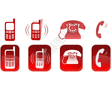 一组红亮手机图标背景图片