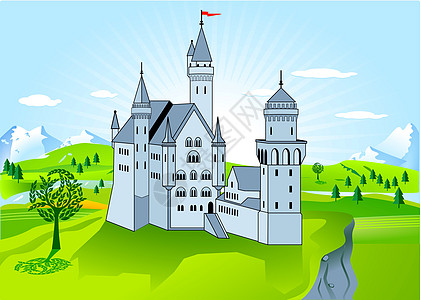 加德满都老皇宫皇宫城堡国王王国堡垒童话骑士废墟历史公主建筑插画