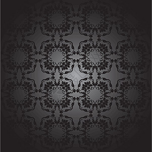 黑色和白色 东部 莲花墙纸灰色植物卷曲装饰纺织品插图风格漩涡脚凳图片