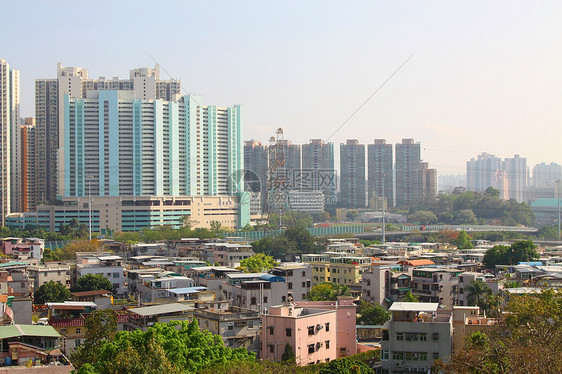 香港市中心的门市中心屯门土地家庭房子商业建筑财产景观蓝色图片