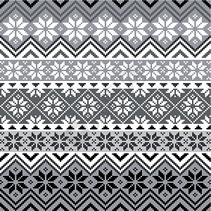 北欧雪花模式针织风格星星边界插图装饰纺织品灰色白色装饰品图片