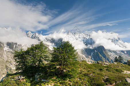 大约拉斯勃朗峰首脑旅行天空蓝色阳光晴天假期牧场冰川岩石图片