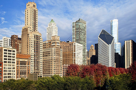 芝加哥摩天大楼高楼天空窗户办公室城市建筑学景观蓝色生活中心图片