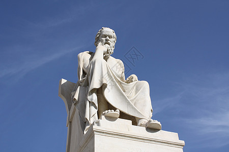 希腊雅典苏格拉底神像学术界建筑学胡须纪念碑大理石旅游学院地标座位哲学图片