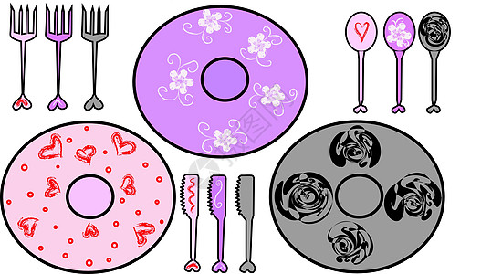 配有叉子 勺子和刀的皮埃提斯图片