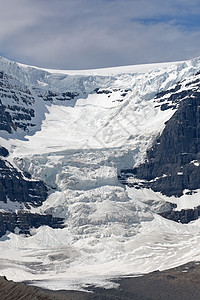 加拿大落基山脉的冰川到达了山谷 冰河融化图片
