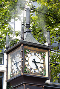 温哥华-加拿大街头的蒸汽钟图片