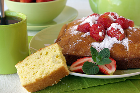 白莓派绿色食物桌子红色甜点浆果烘烤传单杯子背景图片