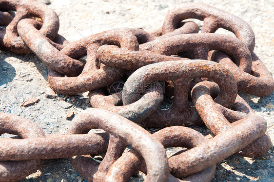 旧生锈链条合金力量棕色工具金属奴隶腐蚀工业安全码头图片