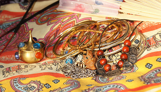 印度的记忆扇子旅游手镯回忆传统檀香珠宝旅行快照图片