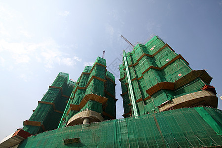 香港的建筑工地对角线进步工程网络蓝色建造水泥项目城市建筑物图片