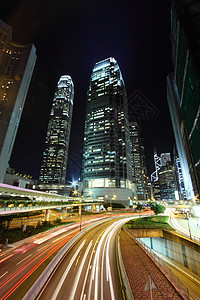 香港夜间交通量线条商业街道驾驶场景景观建筑运动运输城市图片