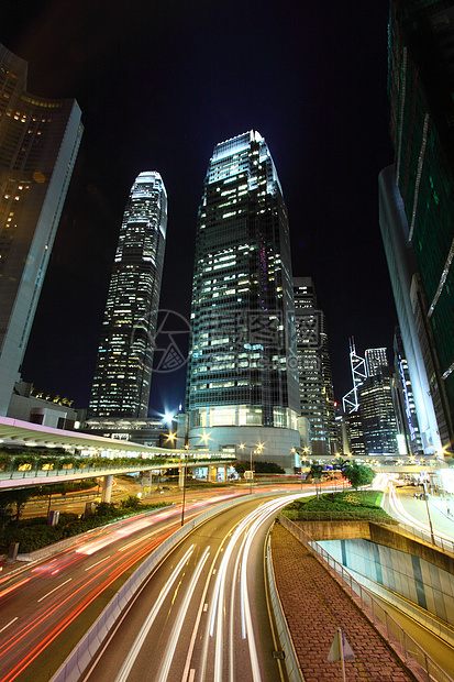 香港夜间交通量线条商业街道驾驶场景景观建筑运动运输城市图片