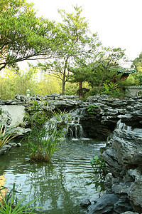 中华花园池塘文化公园建筑寺庙竹子艺术树叶小路花园图片