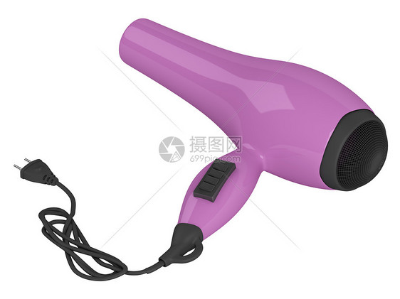 紫色吹毛机塑料头发发型插图理发器具卷发器工具护理理发店图片