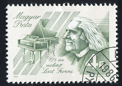 弗朗兹利什特钢琴头发脖子眼睛信封乐器邮戳作曲家套装邮件图片