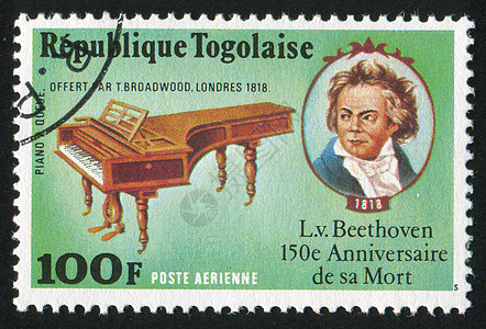 贝多芬古董海豹框架作曲家乐器男人邮戳眼睛钥匙椭圆形图片