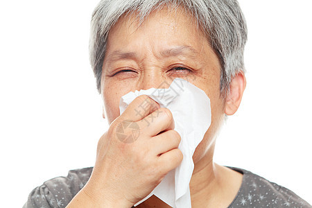 喷喷水妇女女士感染白色手帕女性跑步治疗咳嗽卫生鼻子图片