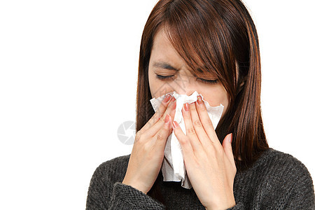 Sneze 喷喷雾女孩青年咳嗽治疗鼻子金发疾病卫生青少年组织流感图片