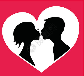 接吻夫妇睫毛框架压痛恋人男人插图浪漫主义者概念剪影女士图片