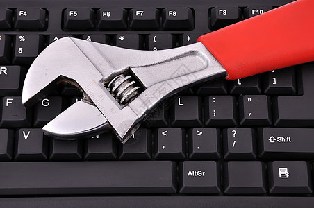 键盘和扳手商业纽扣尺码维修电脑金属合金机械水平红色图片