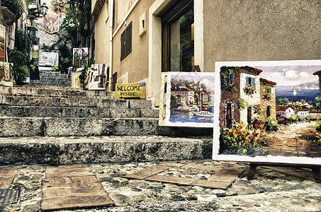 夏季的西西里色海岸海滩房子岩石地平线历史性村庄景观爬坡旅游图片
