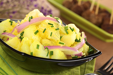 土豆沙拉蔬菜土豆水平洋葱照片食物韭菜图片