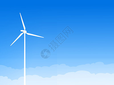 生态风 涡轮和蓝天空图片