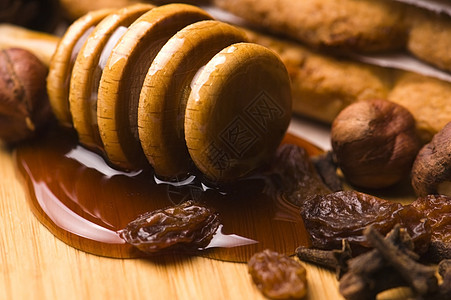 自制蜂蜜蛋糕美食核桃烹饪小吃棕色茶点食物糕点糖果蜂蜜图片