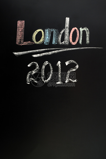 2012年伦敦奥林匹克运动会粉笔绘画概念黑色运动旅行黑板白色游戏图片