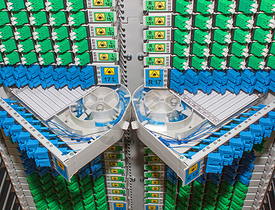 高密度蓝色和绿色SC连接器的光纤架架电缆速度插头激光路由器提供商服务控制板多模基础设施图片